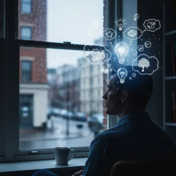 Strategic boredom man thinking looking out of window