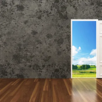 empty room with door looking to bright outside